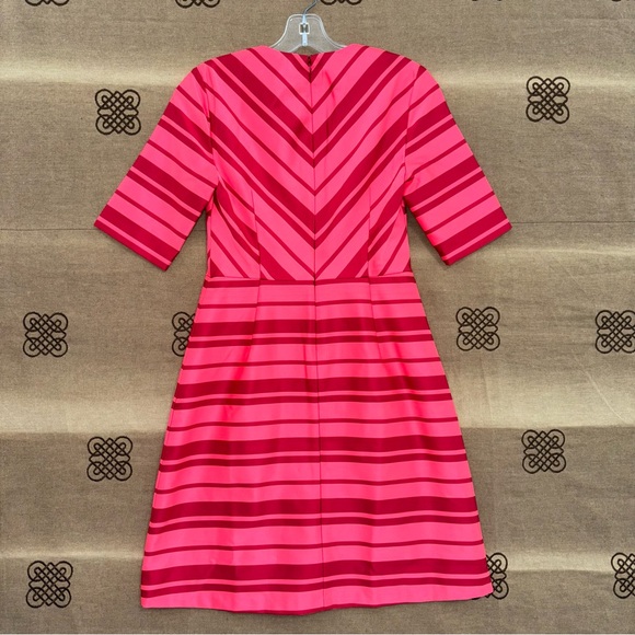 Banana Republic Striped Red/Pink Cocktail V Neck Dress Size 0 - Picture 10 of 15